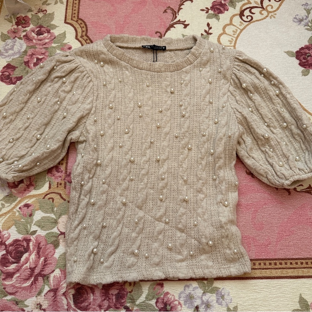 NWT Zara Pearl sweater 💗